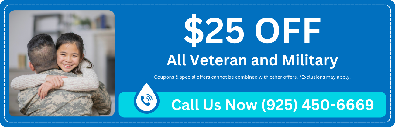 Coupon offering $25 off for veterans and military on all plumbing services including upgrades, repairs, installation, replacement, maintenance, and tune-ups in California. Special offer cannot be combined with other promotions. Exclusions may apply. Flow Pro Plumbing provides expert plumbing solutions and discounts for veterans and military service members. Keywords: plumbing services near me, plumbing upgrades near me, plumbing repairs near me, plumbing installation near me, plumbing replacement near me, plumbing maintenance near me, plumbing tune-up near me, veteran plumbing discounts near me, military plumbing discounts near me, affordable plumbing services near me, professional plumbing services near me, reliable plumbing services near me, plumber near me, plumbing service providers, local plumbing services, expert plumbing repairs, plumbing system upgrades, efficient plumbing installations, reliable plumbing replacements, comprehensive plumbing maintenance, professional plumbing tune-ups, emergency plumbing repairs, affordable plumbing upgrades, plumbing installation specialists, plumbing replacement services, routine plumbing maintenance, plumbing repair experts, top plumbing services, quality plumbing installations, Plumber Antioch, Plumber Bethel Island, Plumber Brentwood, Plumber Byron, Plumber Concord, Plumber Pleasant Hill, Plumber Knightsen, Plumber Oakley, Plumber Pittsburg, Plumber Walnut Creek, Plumber Discovery Bay, Plumber Bay Point, Plumber Clayton.