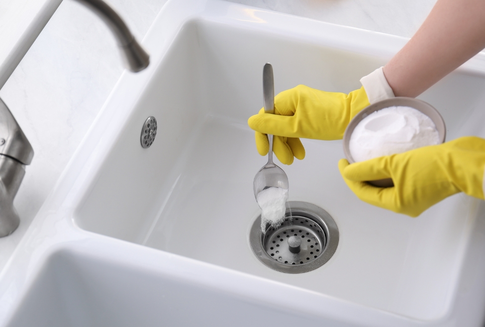 Home Image of a woman attempting to unclog a sink drain using baking soda, highlighting common DIY mistakes and why baking soda and vinegar can damage pipes. Flow Pro Plumbing offers expert drain cleaning and safe plumbing solutions in Brentwood, Antioch, Concord, Walnut Creek, and nearby areas. Trust us to help with why you should never use baking soda and vinegar to unclog a drain, dangers of baking soda and vinegar for drains, safe alternatives for unclogging a drain, professional drain cleaning near me, plumbing services for clogged drains near me, expert drain cleaning in Brentwood, Antioch drain cleaning services, Concord clogged drain solutions, safe pipe cleaning methods, Brentwood plumbing company, Antioch professional plumbing services, risks of DIY drain cleaning methods, avoid baking soda and vinegar for PVC pipes, plumbing repair near me, drain cleaning specialists in Walnut Creek, clogged sink repair near me, safe drain unclogging tips, why baking soda and vinegar damage pipes, professional drain cleaning in Walnut Creek, local plumbing experts near me.