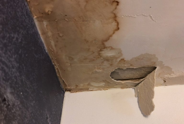 Ceiling water damage from a slab leak in home foundation, highlighting need for slab leak detection, emergency plumbing repair, and water pipe repair by Flow Pro Plumbing. Trust us to help with slab leak repair, how serious is a slab leak, signs of a slab leak, emergency slab leak services, slab leak detection, water leak under concrete slab, foundation leak repair, plumbing leak under slab, slab leak repair near me, plumbing inspection for slab leak, residential slab leak repair, water damage from slab leak, cost to repair slab leak, pipe leak under house, leak detection service near me, water line leak under slab, Brentwood slab leak plumber, Antioch slab leak detection, Concord slab leak repair service, Pleasant Hill plumbing repair, emergency plumber near me, Flow Pro Plumbing services, professional slab leak repair near me.